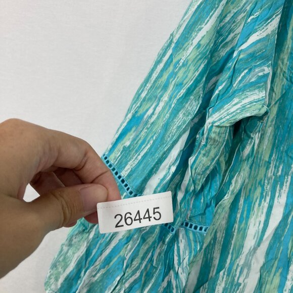 Gloria Vanderbilt size XXL Blue Abstract Split Neck Ultra Soft Comfy Popover Top - Picture 9 of 9